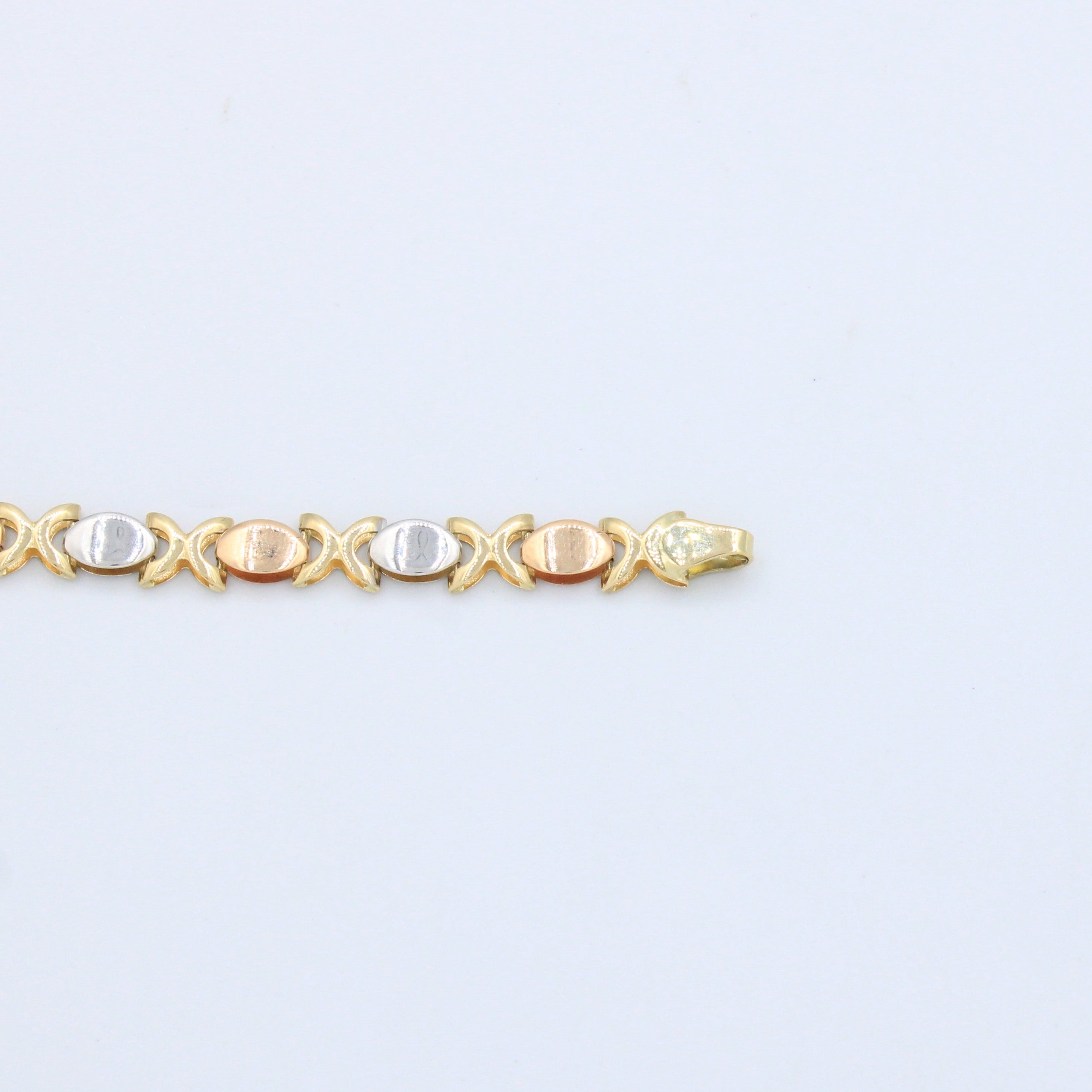 Cadena de Oro 14k con Tejido de Placas Ovales y Detalle Cruzado mod 10140