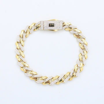 Pulsera Monaco Chain de Oro 14k Modelo Edge con Pavé de Incrustación de Swarovski mod. 10157