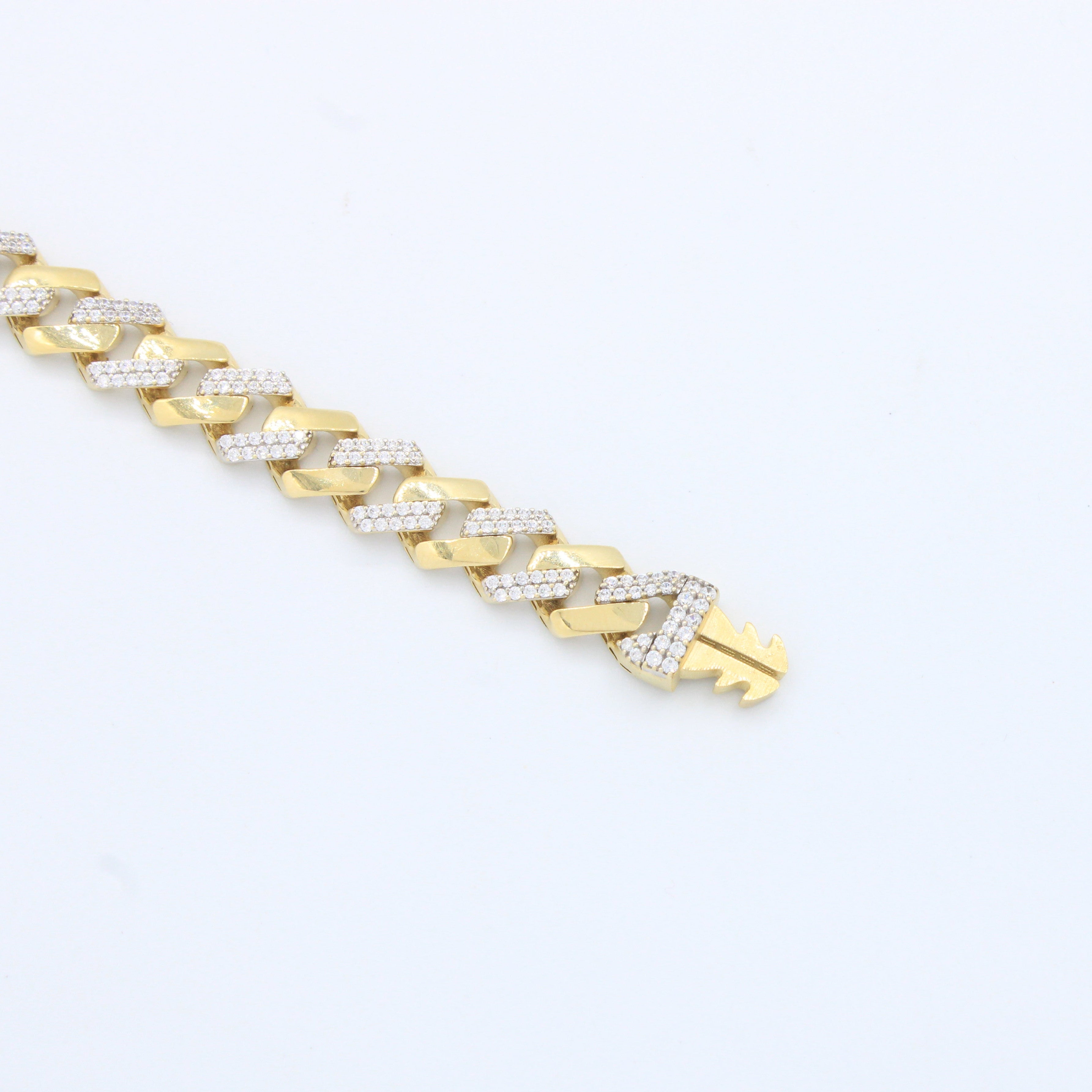 Pulsera Monaco Chain de Oro 14k Modelo Edge con Pavé de Incrustación de Swarovski mod. 10157