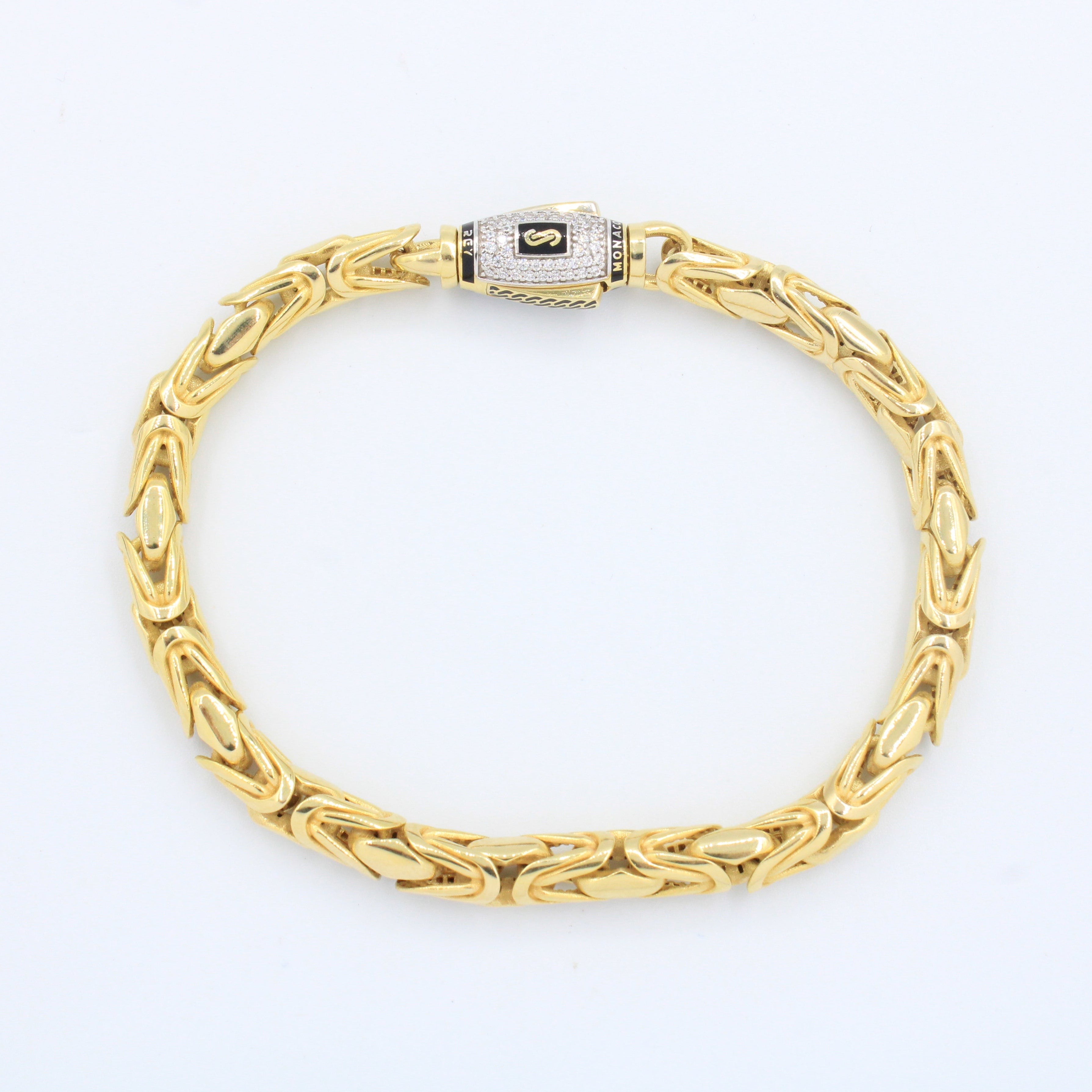 Pulsera Monaco Chain de Oro 14k Modelo Rey de Broche Pavé con Incrustación de Swarovski mod. 8890