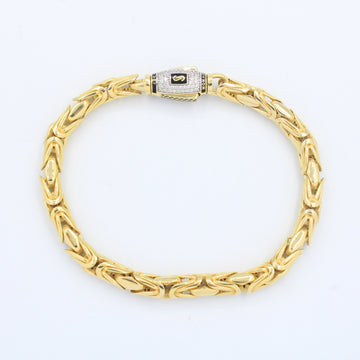 Pulsera Monaco Chain de Oro 14k Modelo Rey de Broche Pavé con Incrustación de Swarovski mod. 8890