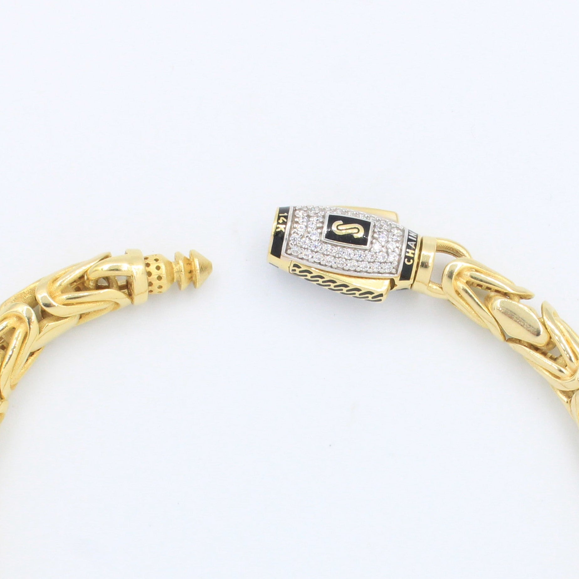 Pulsera Monaco Chain de Oro 14k Modelo Rey de Broche Pavé con Incrustación de Swarovski mod. 9685