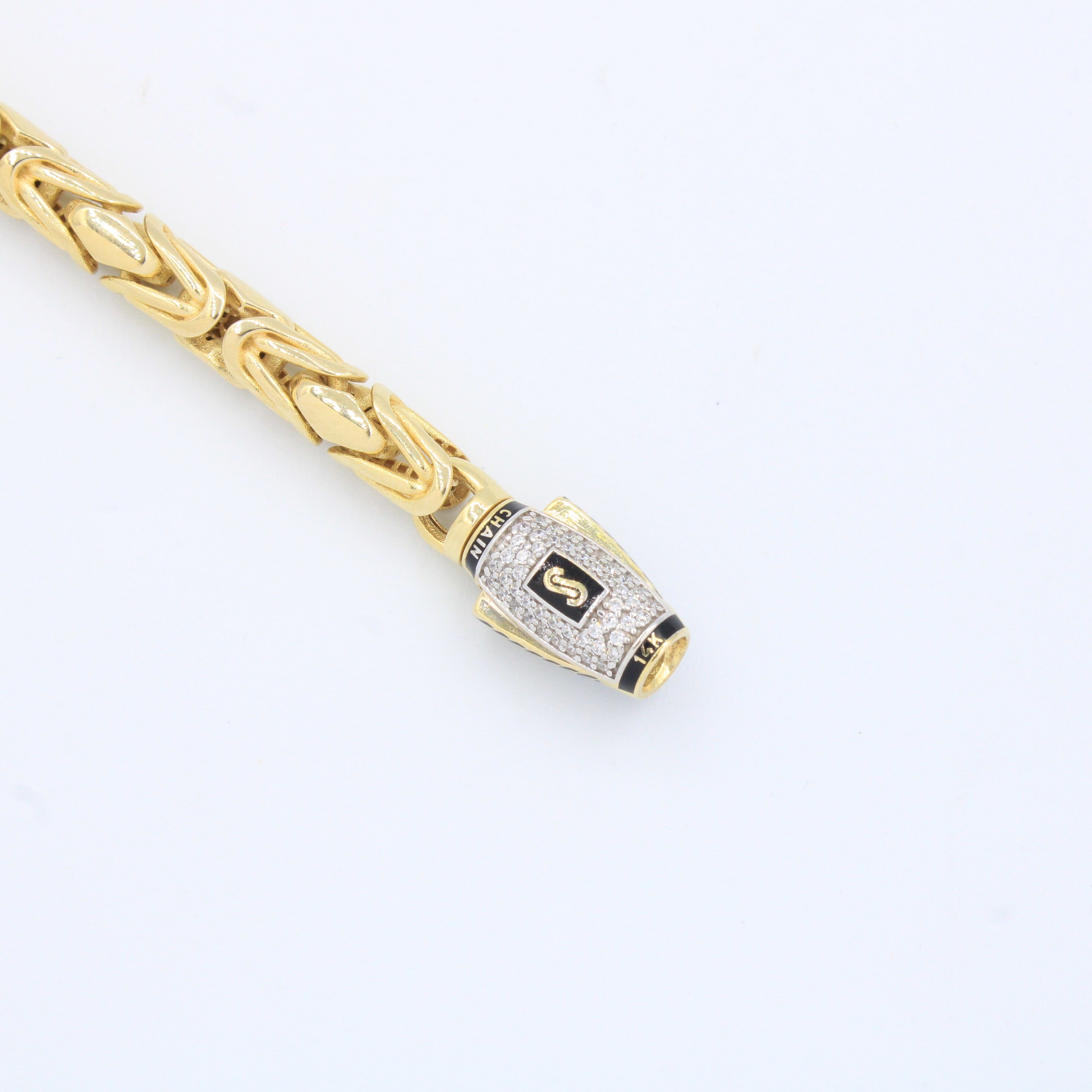 Pulsera Monaco Chain de Oro 14k Modelo Rey de Broche Pavé con Incrustación de Swarovski mod. 8890