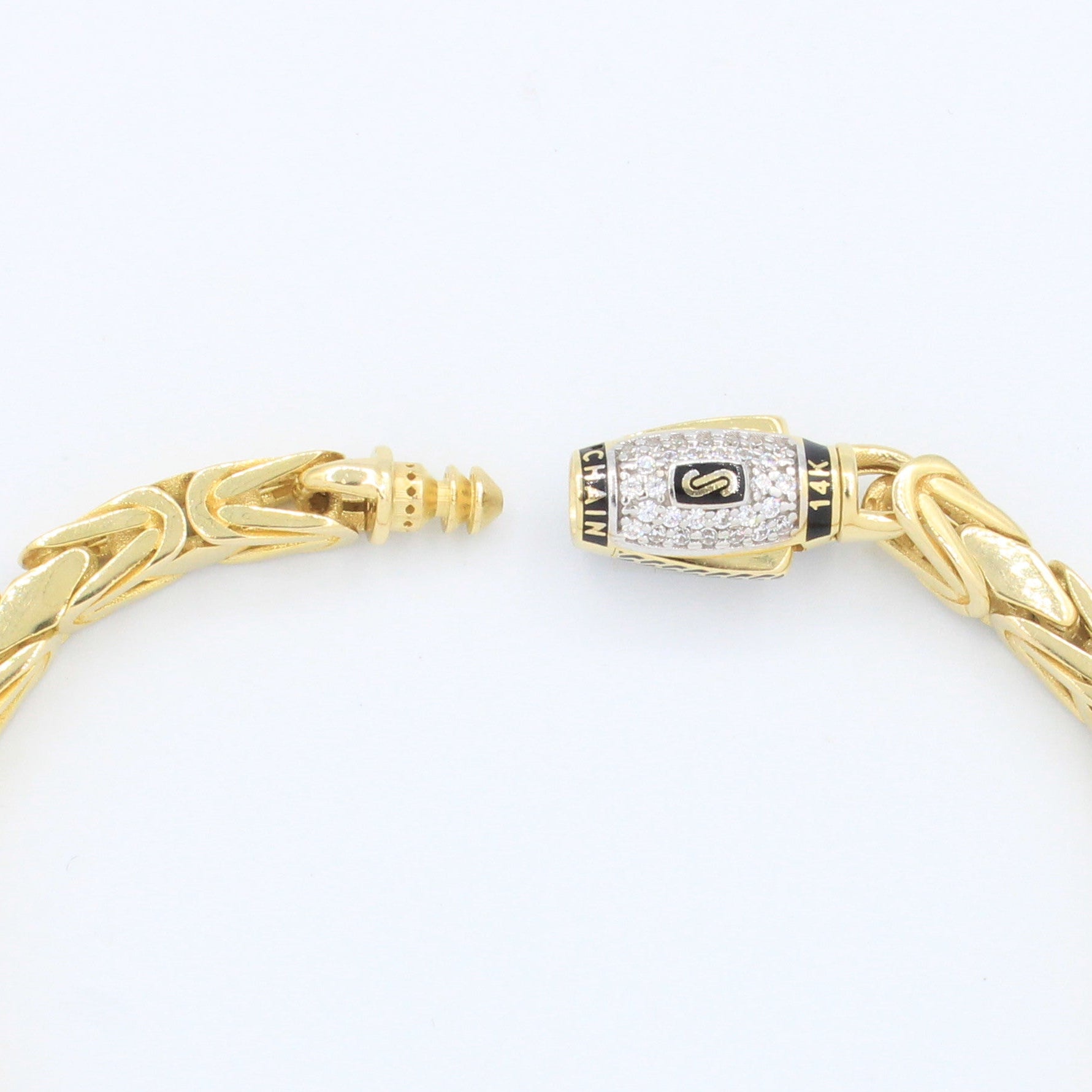 Pulsera Monaco Chain de Oro 14k Modelo Rey de Broche Pavé con Incrustación de Swarovski mod. 8890