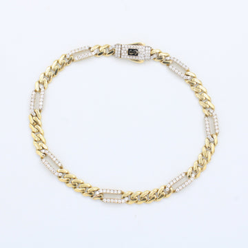 Pulsera Monaco Chain de Oro 14k Modelo Fígaro de Broche Pavé con Incrustación de Swarovski mod. 10159