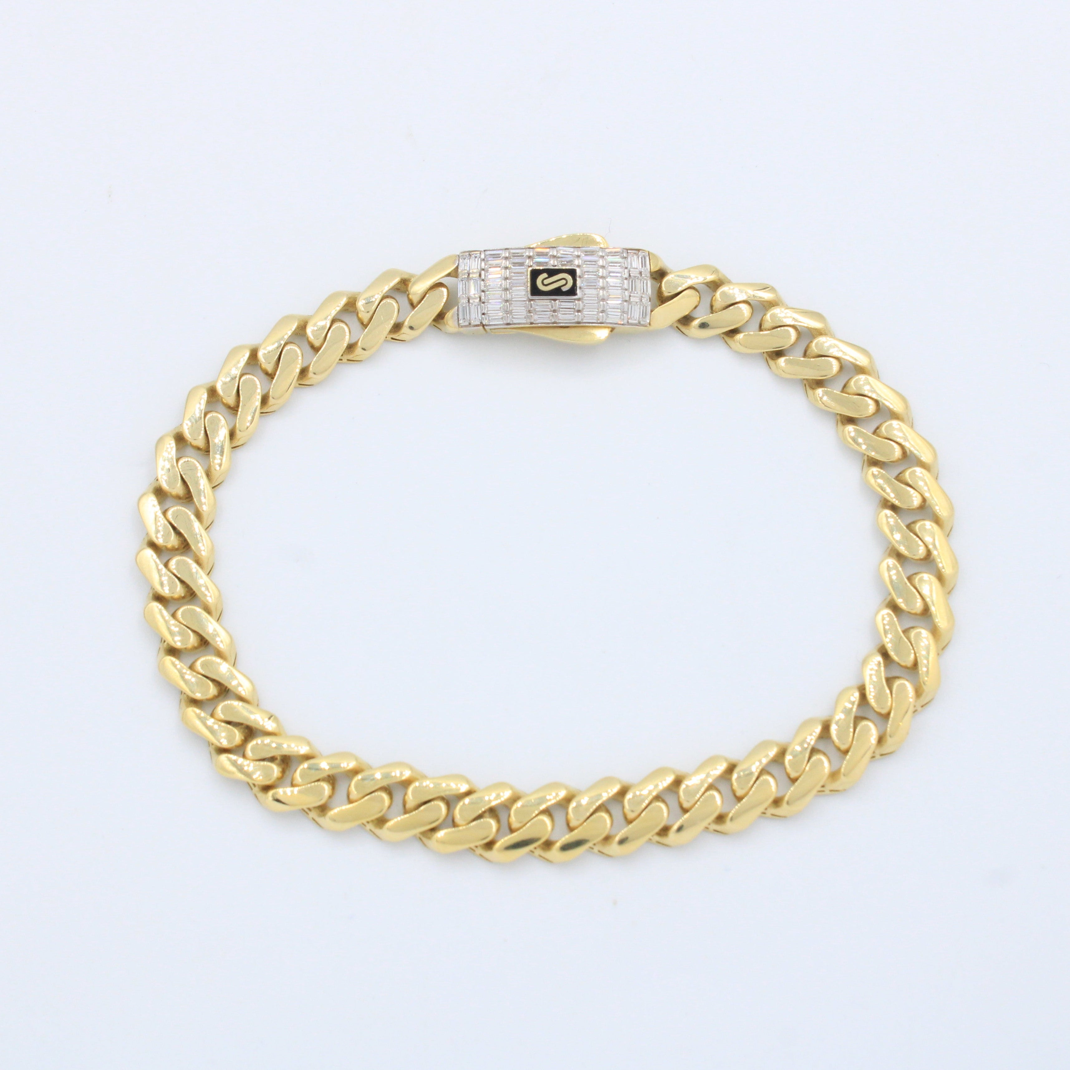 Pulsera Monaco Chain de Oro 14k Modelo Edge con Broche Baguette mod. 10160
