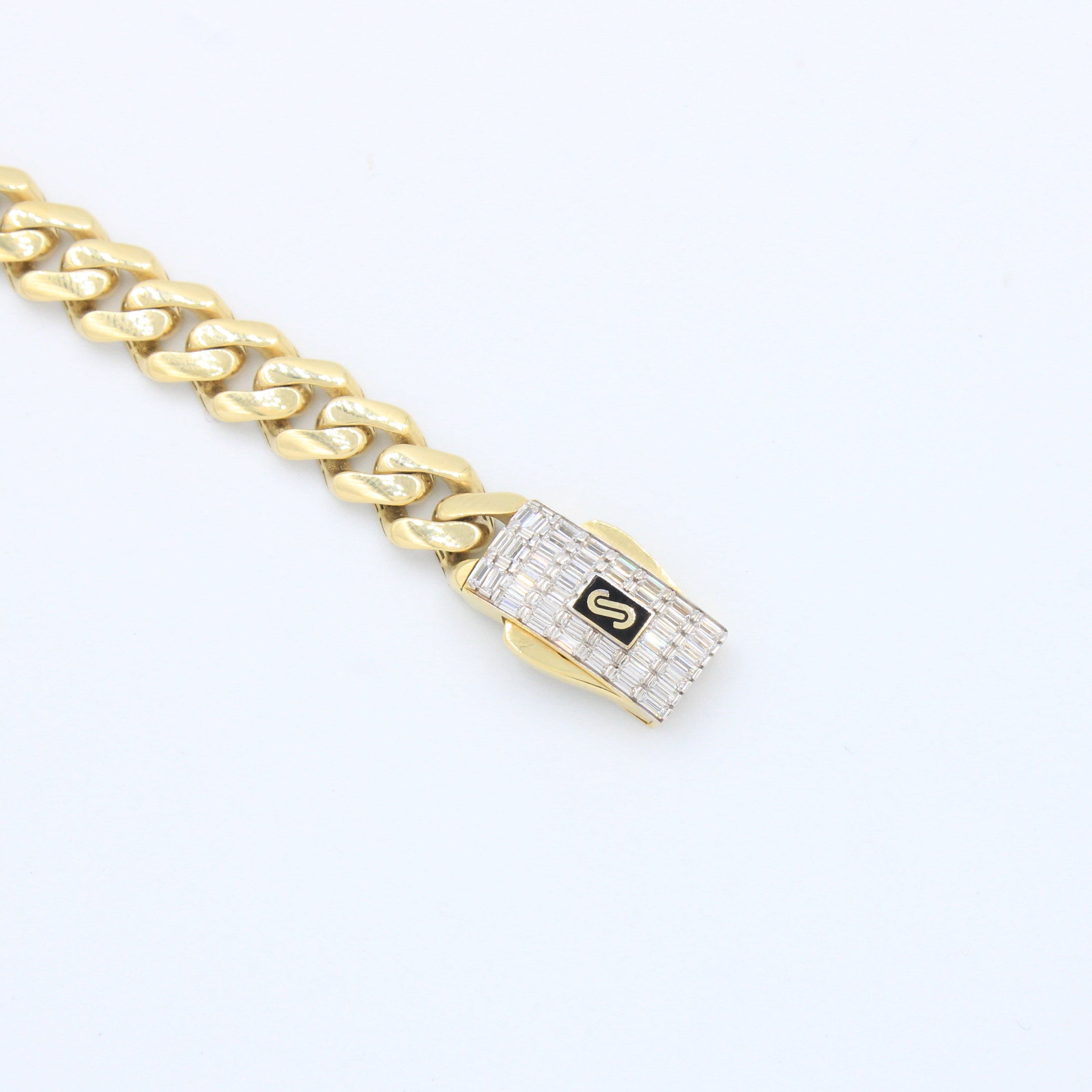Pulsera Monaco Chain de Oro 14k Modelo Edge con Broche Baguette mod. 10160