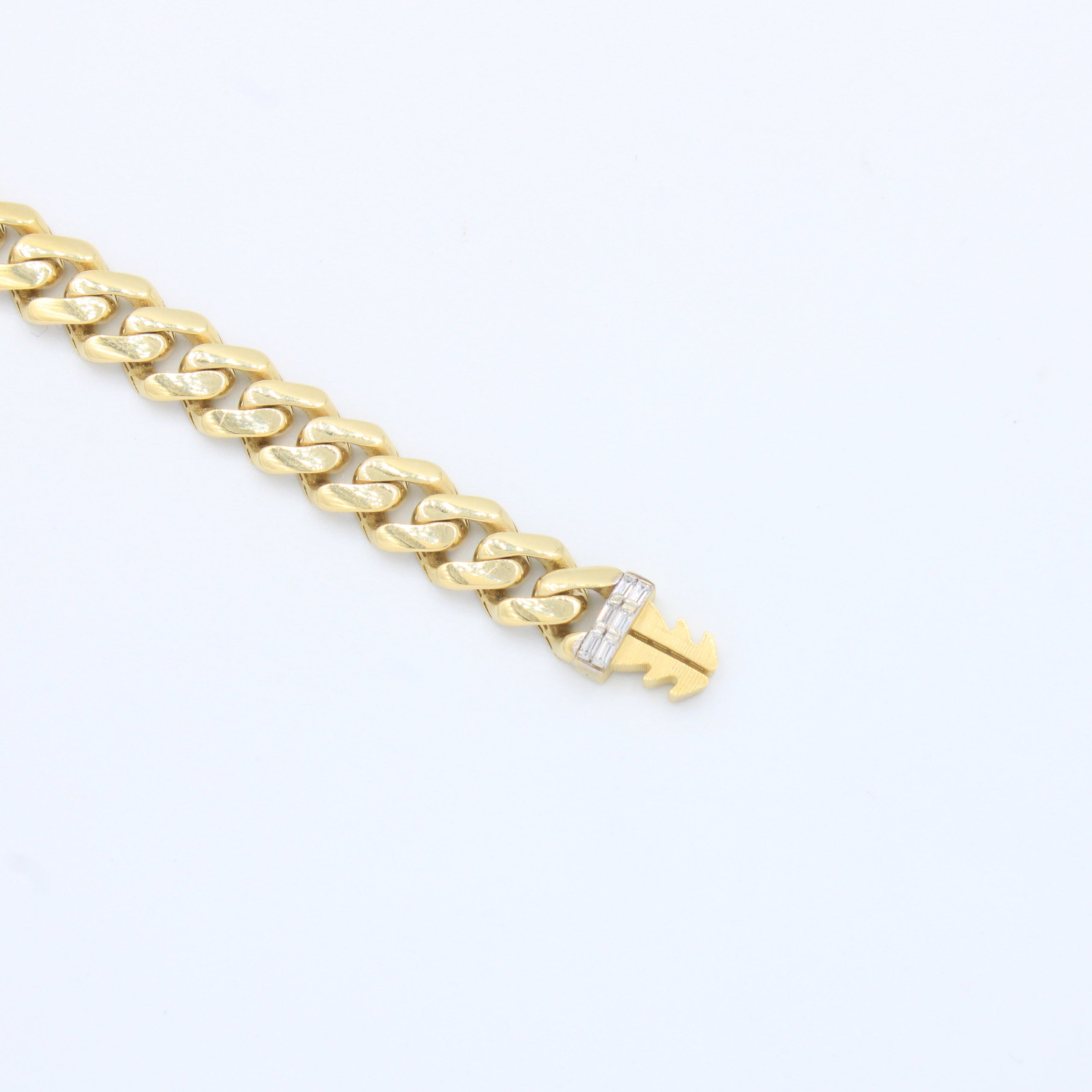 Pulsera Monaco Chain de Oro 14k Modelo Edge con Broche Baguette mod. 10160