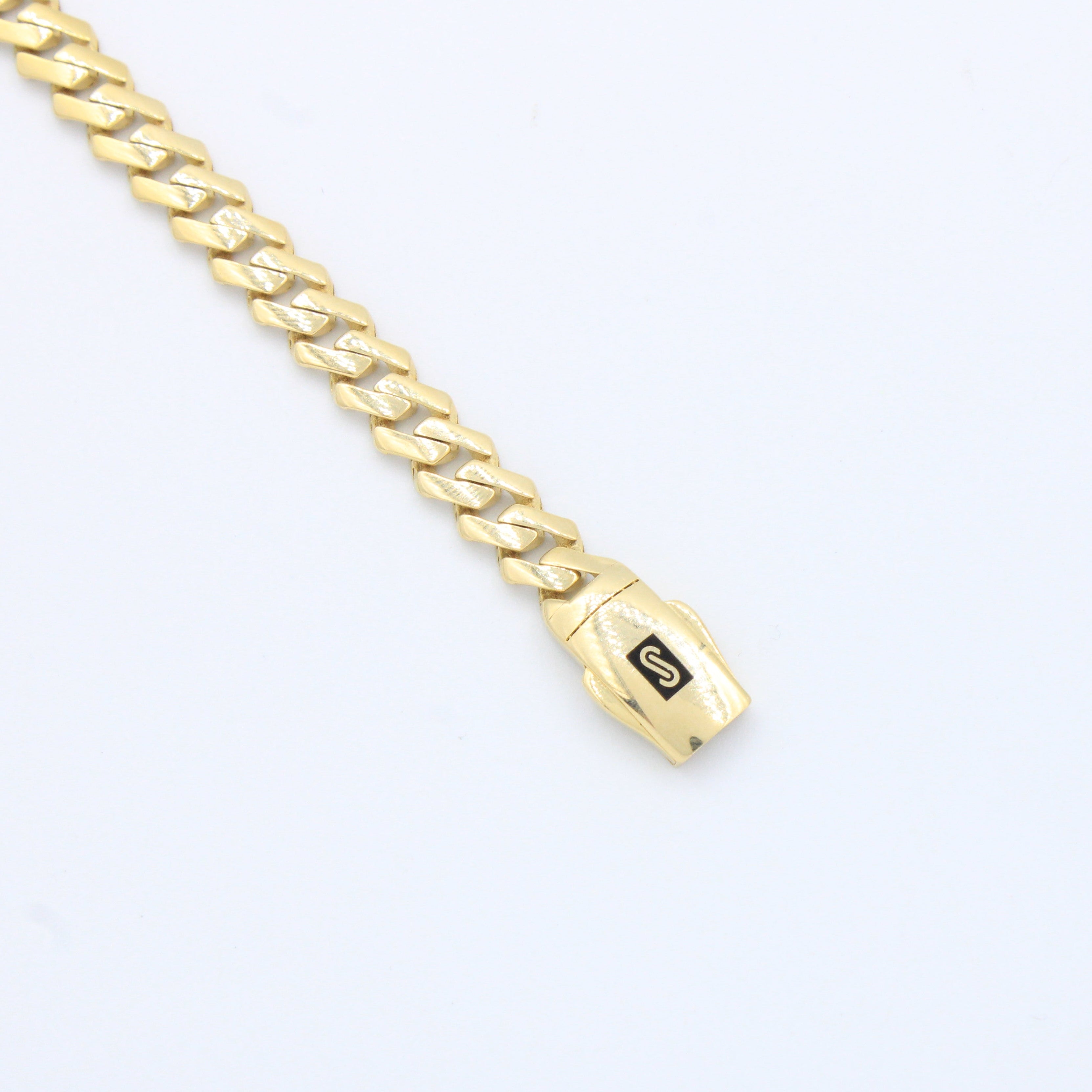 Pulsera Monaco Chain de Oro 14k Modelo Edge con Broche mod. 10155