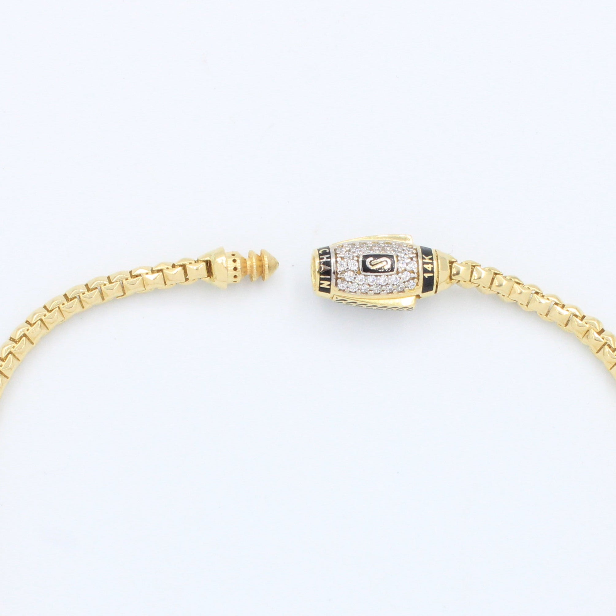 Pulsera Monaco Chain de Oro 14k Modelo Cube de Broche Pavé con Incrustación de Swarovski mod. 9505