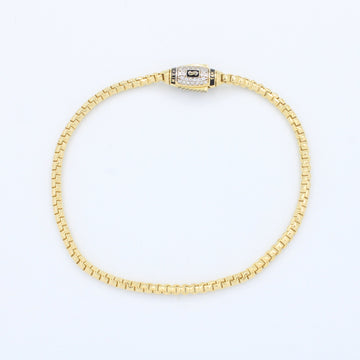 Pulsera Monaco Chain de Oro 14k Modelo Cube de Broche Pavé con Incrustación de Swarovski mod. 9505