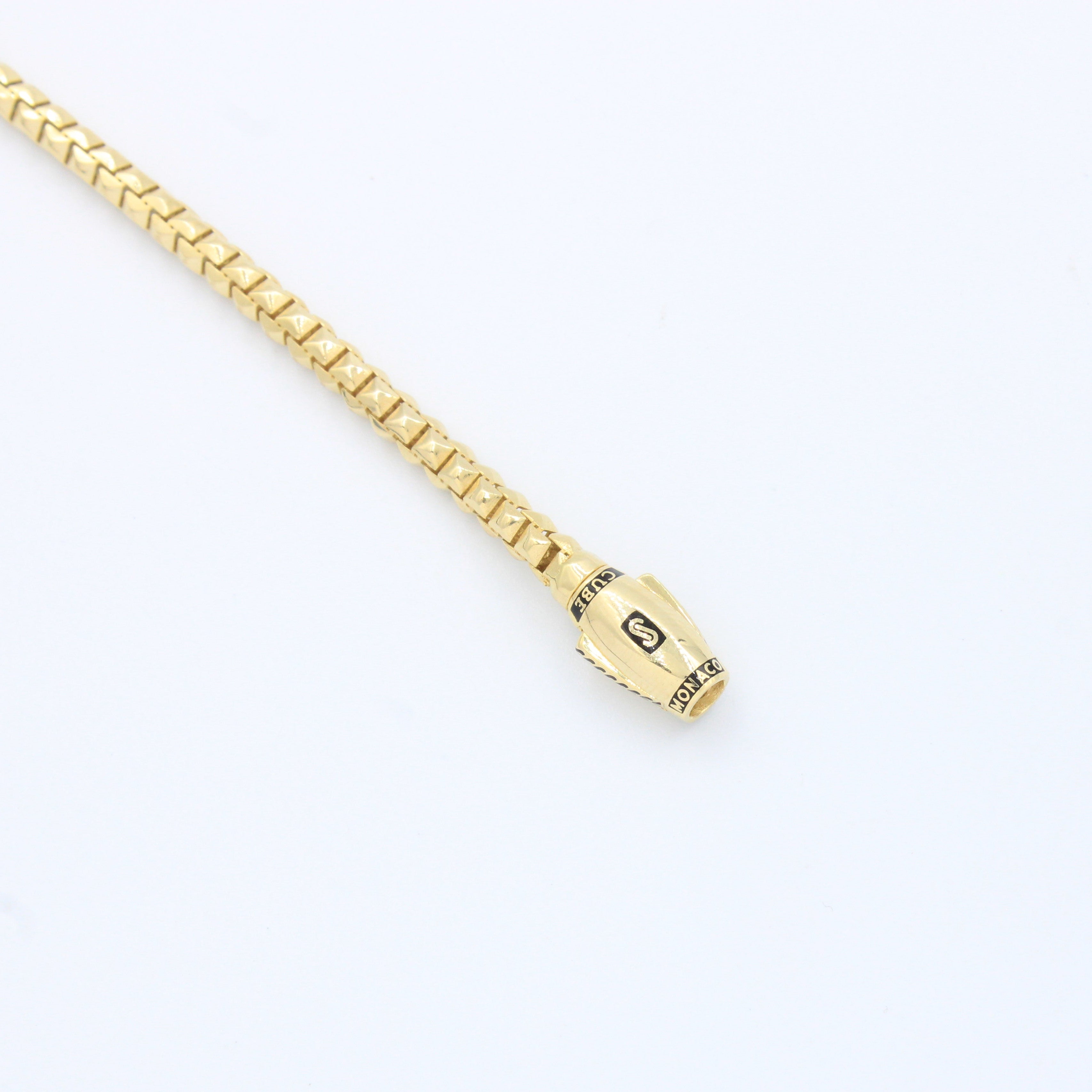 Pulsera Monaco Chain de Oro 14k Modelo Cube con Broche mod. 10156