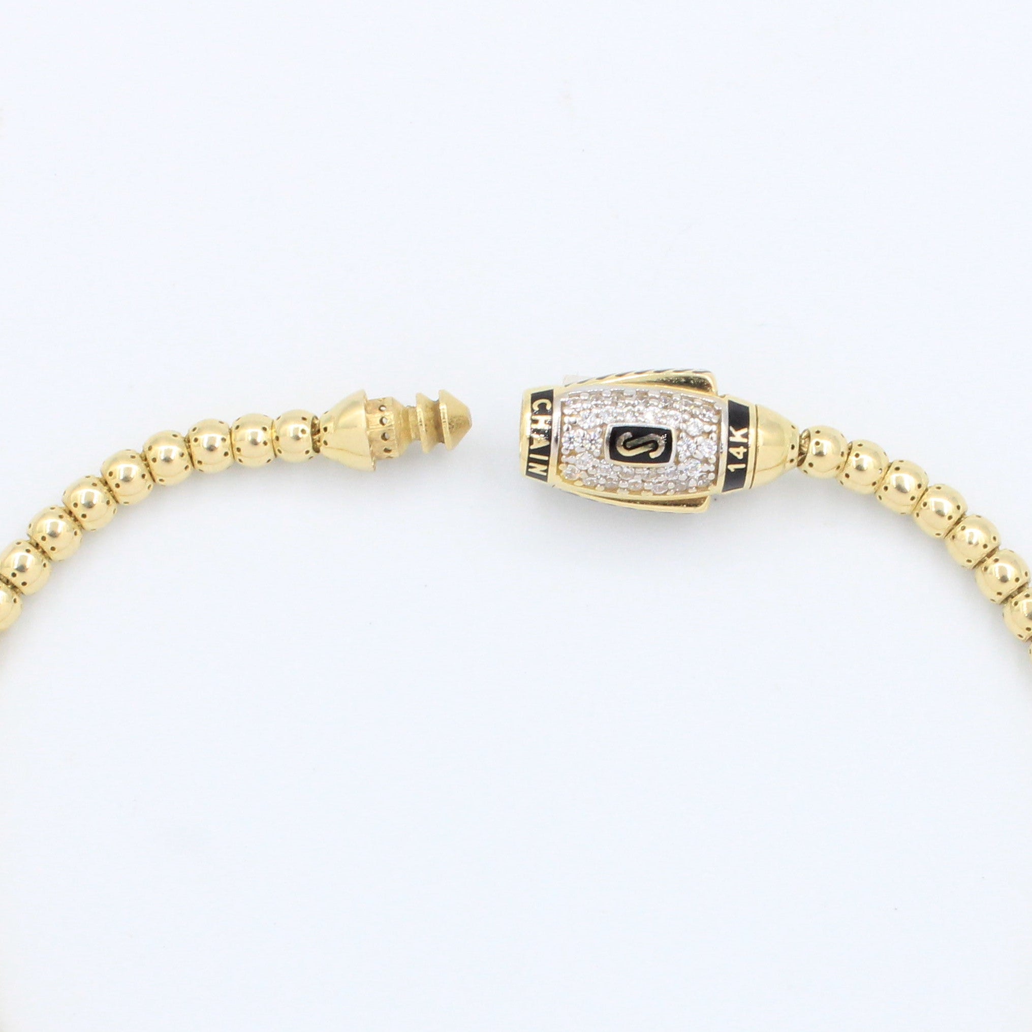Pulsera Monaco Chain de Oro 14k Modelo Bub de Broche Pavé con Incrustación de Swarovski mod. 9679
