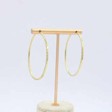 Arracada de Oro 14k con Diseño Redondo Hueco con Diamantado mod. 10146
