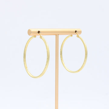 Arracada de Oro 14k Diseño Redondo Hueco en Tono Mate con Diamantadob mod. 10147