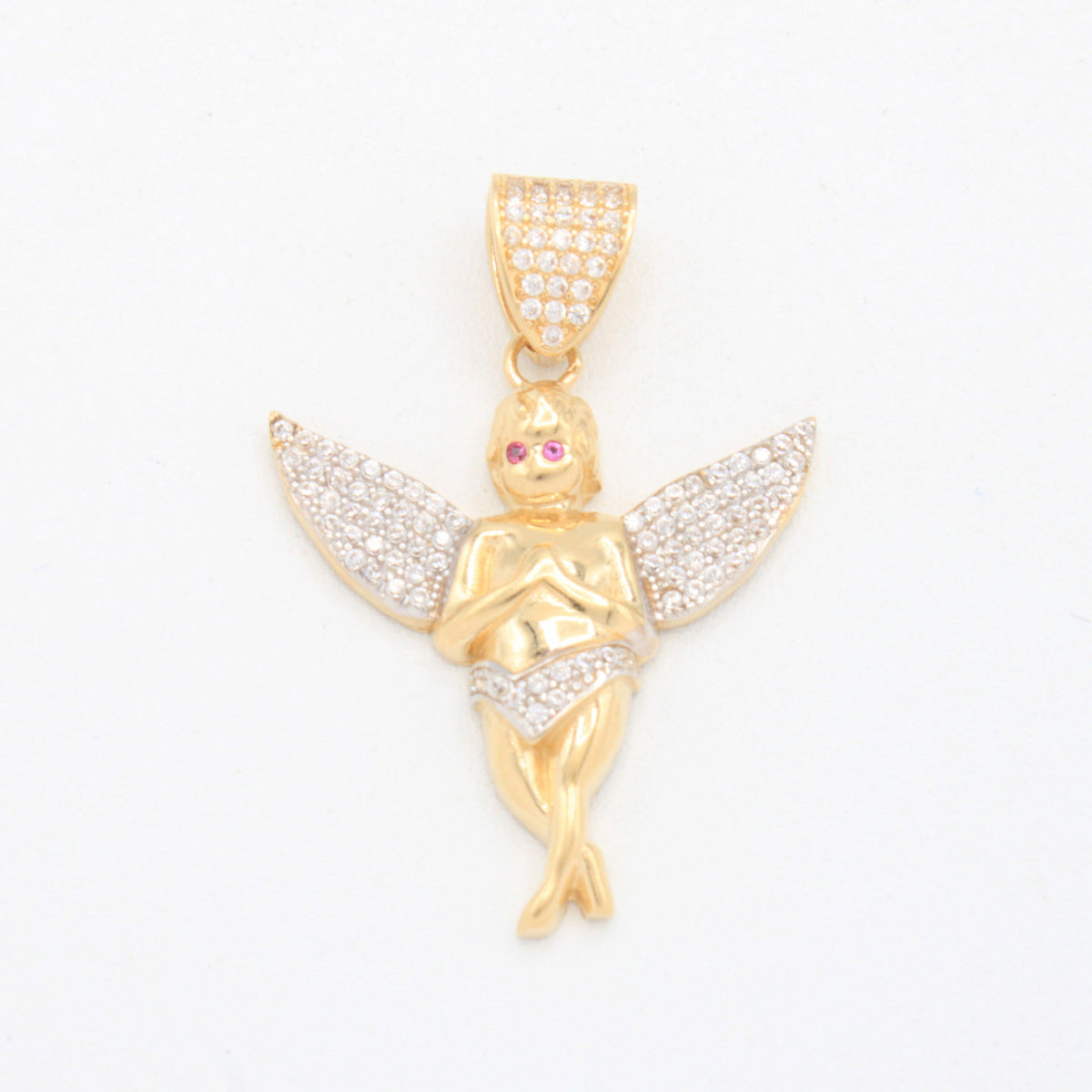 Dije de Oro 14k Querubin con Zirconias Rosas mod. 11087