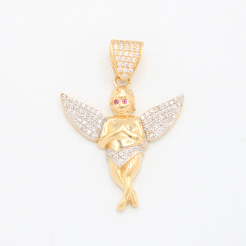 Dije de Oro 14k Querubin con Zirconias Rosas mod. 11087