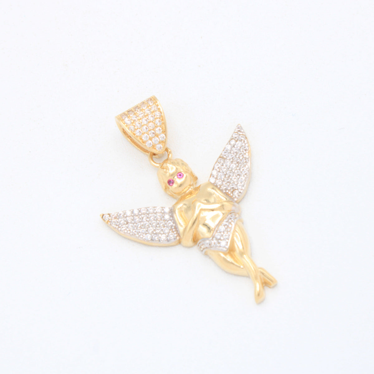 Dije de Oro 14k Querubin con Zirconias Rosas mod. 11087