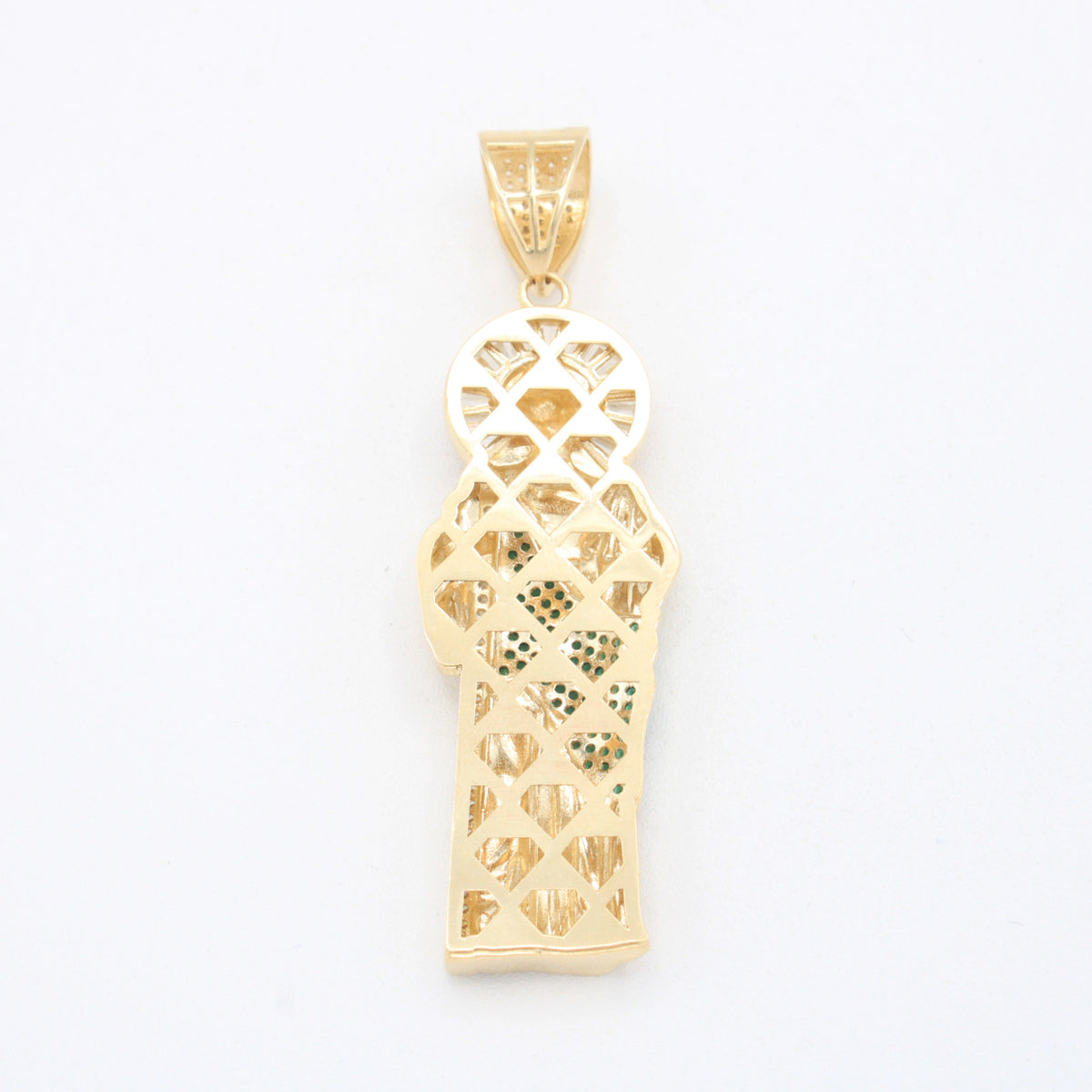 Dije de Oro 14k San Judas Tadeo Hueco con Incrustación de Zirconias mod. 11089