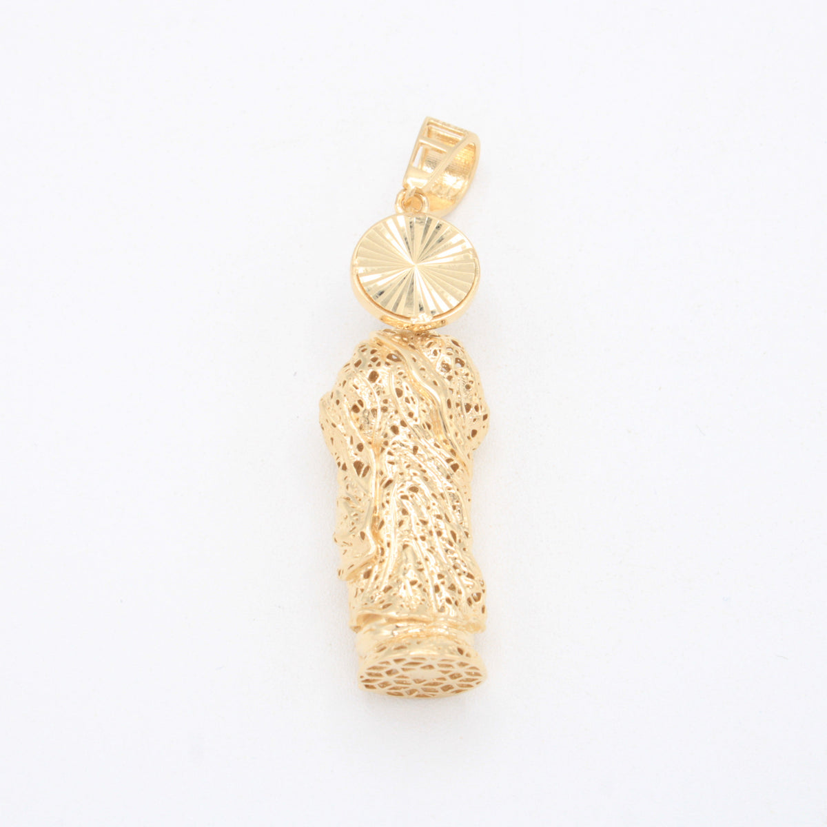Dije de Oro 14k San Judas Tadeo Filigranado con Zirconias y Oro Blanco mod. 11090
