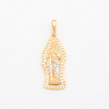 Dije de Oro 14k San Judas Tadeo con Borde de Zirconias mod. 11091