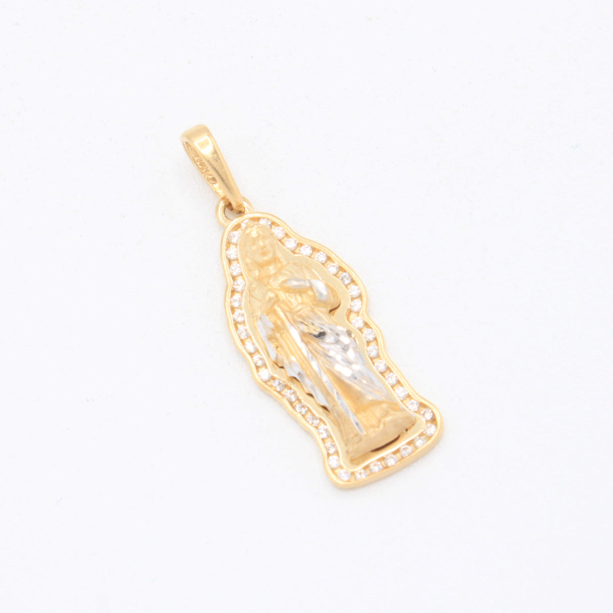 Dije de Oro 14k San Judas Tadeo con Borde de Zirconias mod. 11091