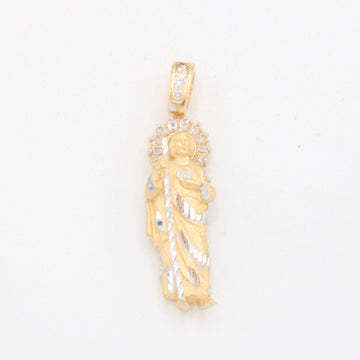 Dije de Oro 14k San Judas Tadeo con Aureola de Zirconias mod. 11092