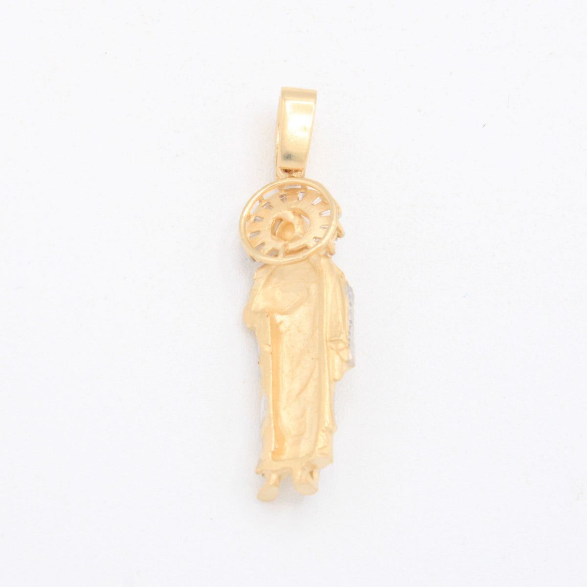 Dije de Oro 14k San Judas Tadeo con Aureola de Zirconias mod. 11092