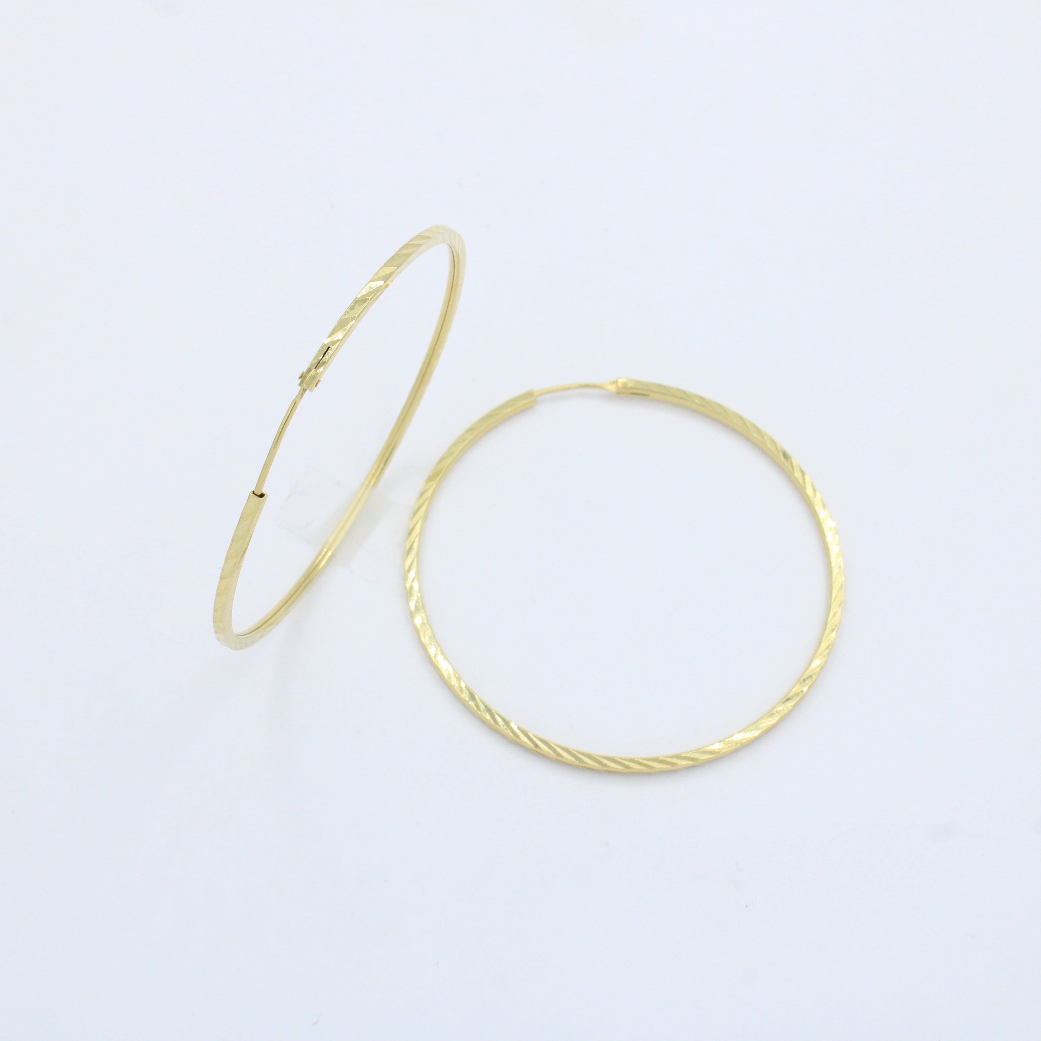Arracada de Oro 14k con Diseño Redondo Hueco con Diamantado mod. 10146