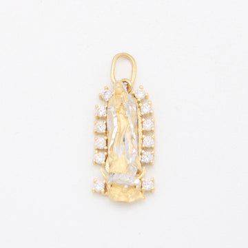 Dije de Oro Virgen de Guadalupe con Zirconias y Detalles en Oro Blanco 14k mod. 11093