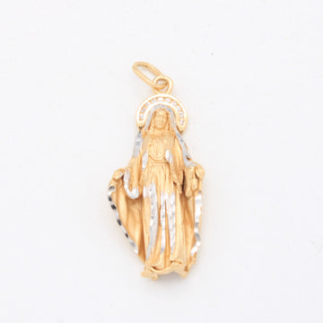 Dije de Oro 14k La Virgen Milagrosa con Oro Blanco mod. 11096
