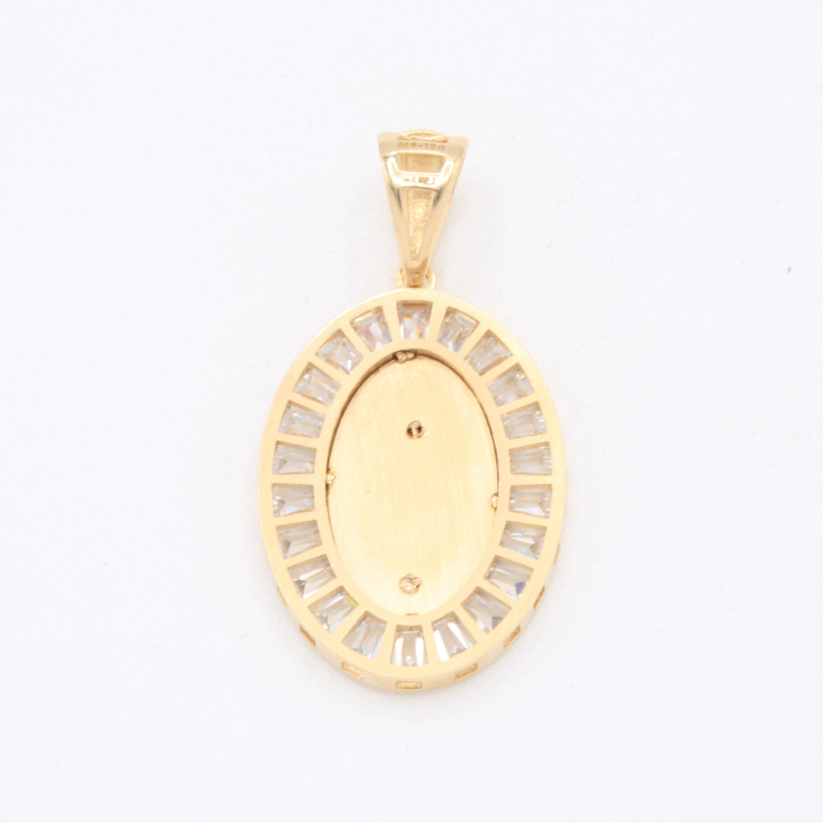 Medalla de Oro 14k Virgen de Guadalupe Mediana con Borde de Zirconias mod. 11097