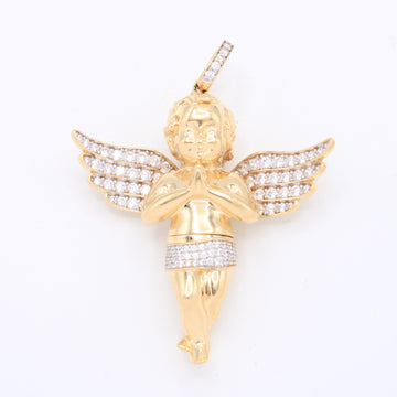 Dije de Oro 14k Querubín Hueco con Incrustación de Zirconias mod. 11098