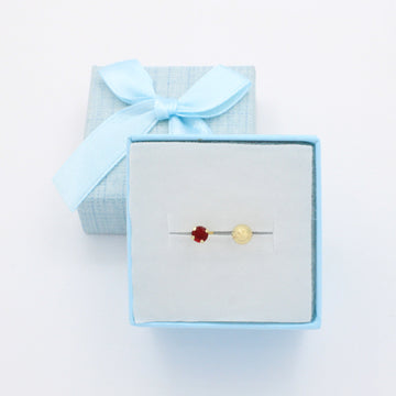 Broquel de Oro 14k Doble Vista con Zirconia Roja mod. 10728