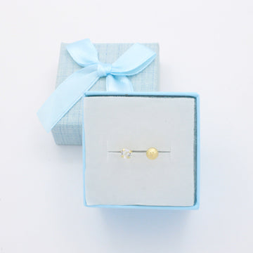 Broquel de Oro 14k Doble Vista con Zirconia Brillante mod. 10730