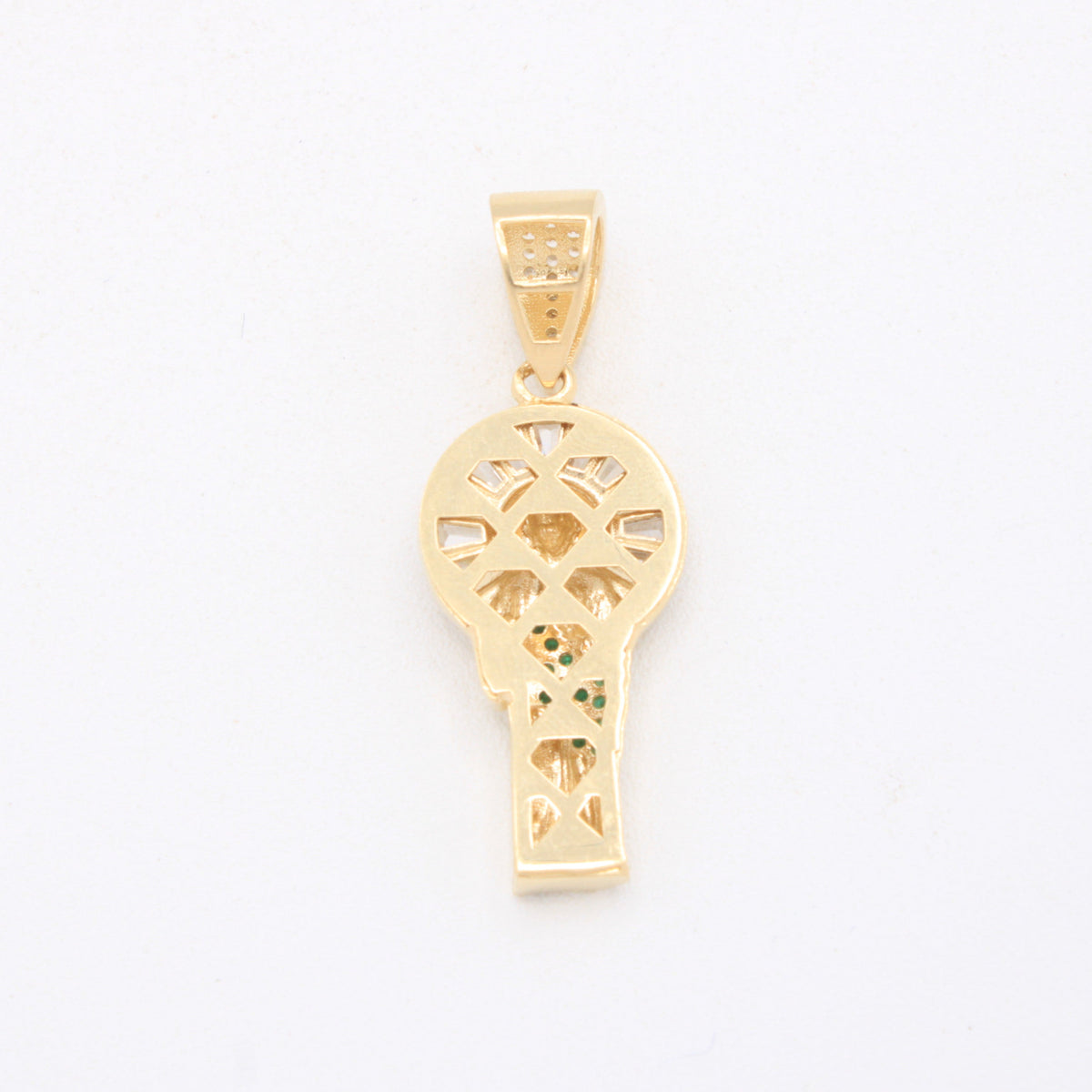 Dije de Oro 14k San Judas Tadeo Completo con Zirconias Verdes mod. 11101