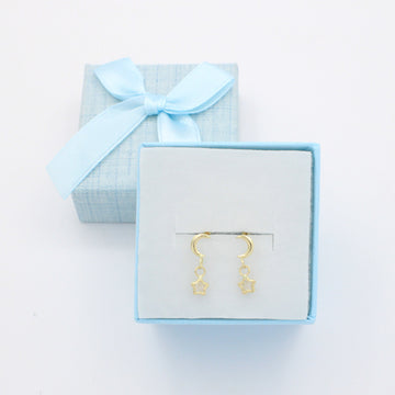 Broquel de Oro 14k Luna y Estrella con Zirconia mod. 10732