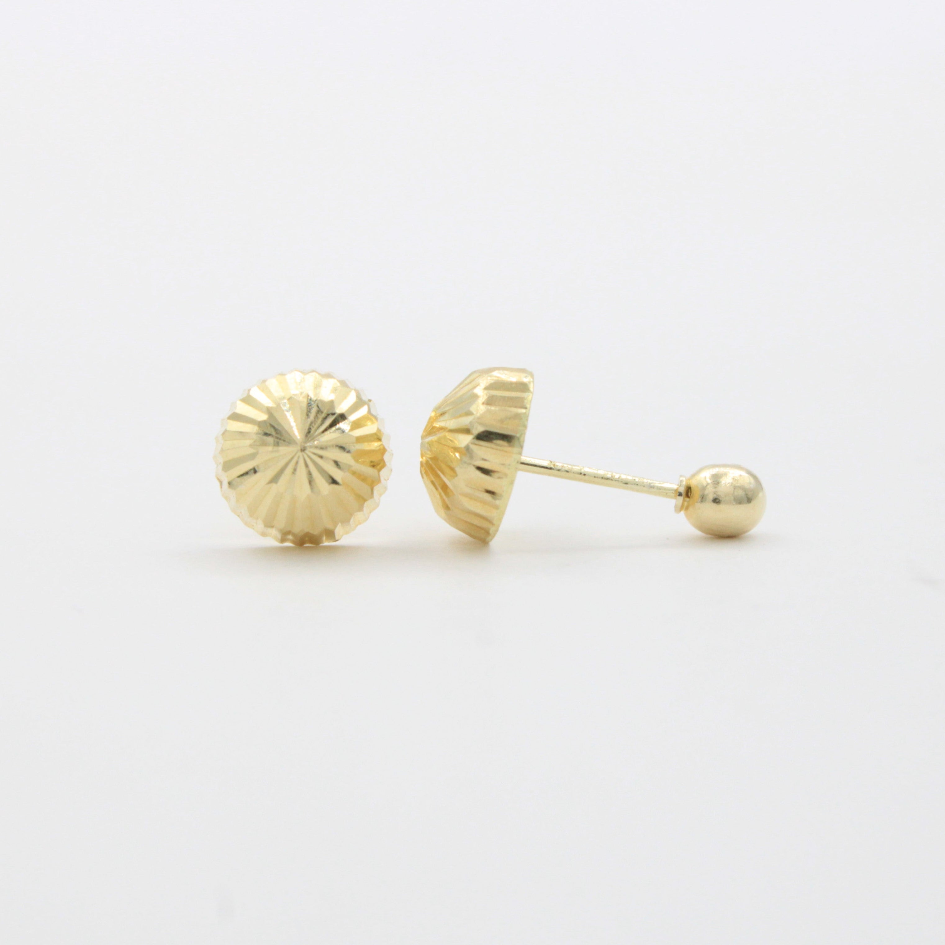 Broquel de Oro 14k Hongo Diamantado Estilo Hueco mod. 10719