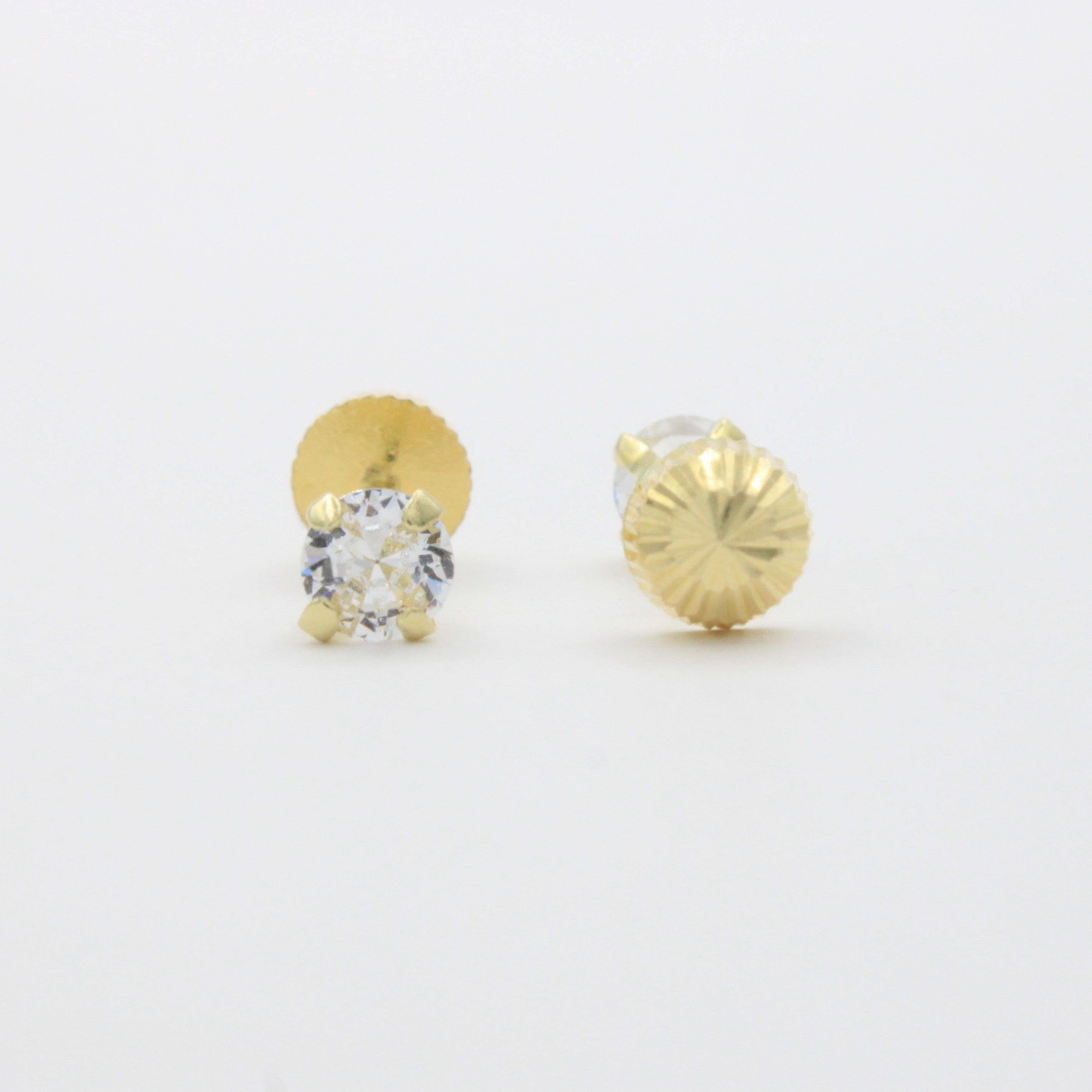 Broquel de Oro 14k con Diseño Doble Vista Hongo y Zirconia mod. 10721