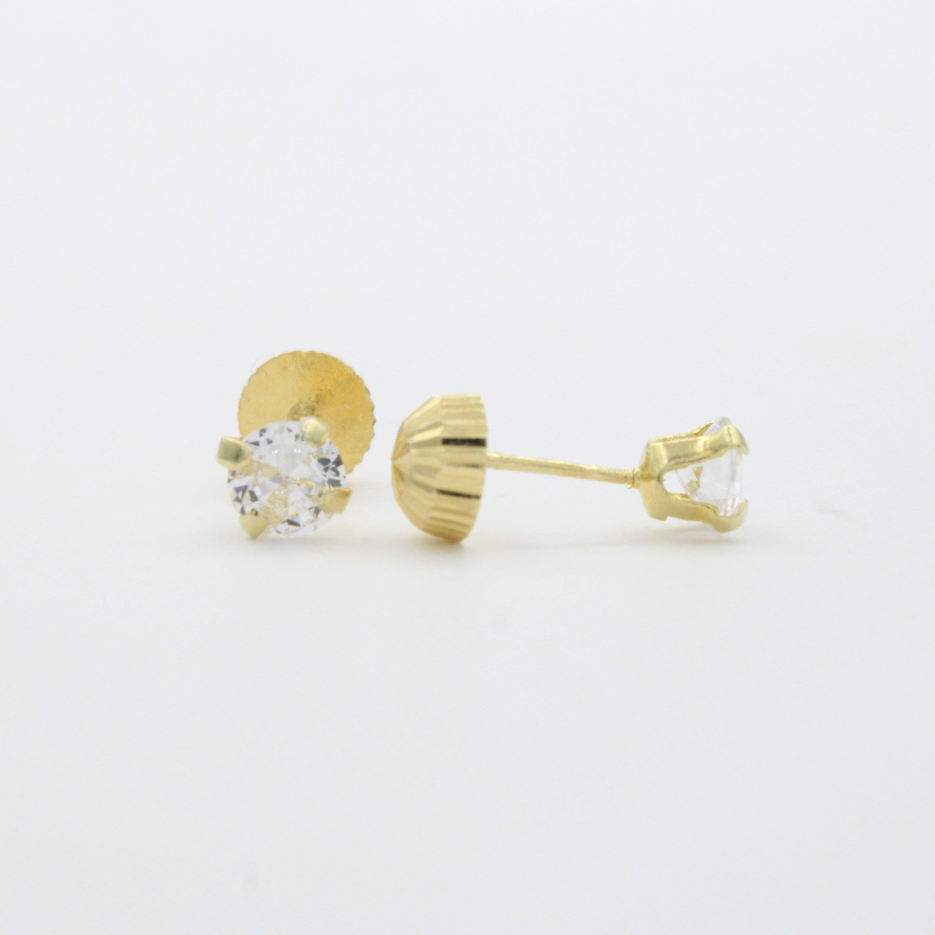 Broquel de Oro 14k con Diseño Doble Vista Hongo y Zirconia mod. 10721