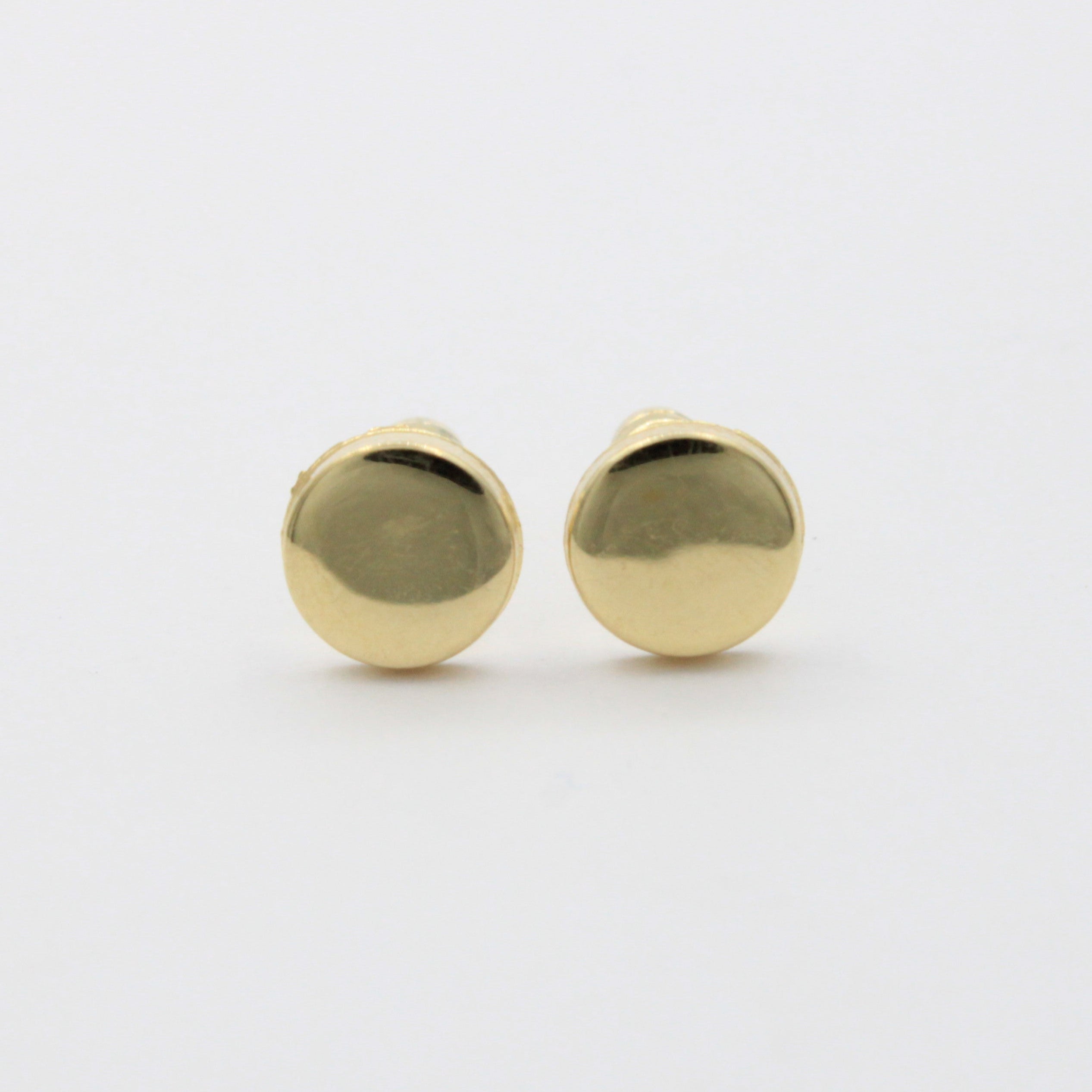 Broquel de Oro 14k Diseño Tachuela Hueca y Brillante mod. 10722