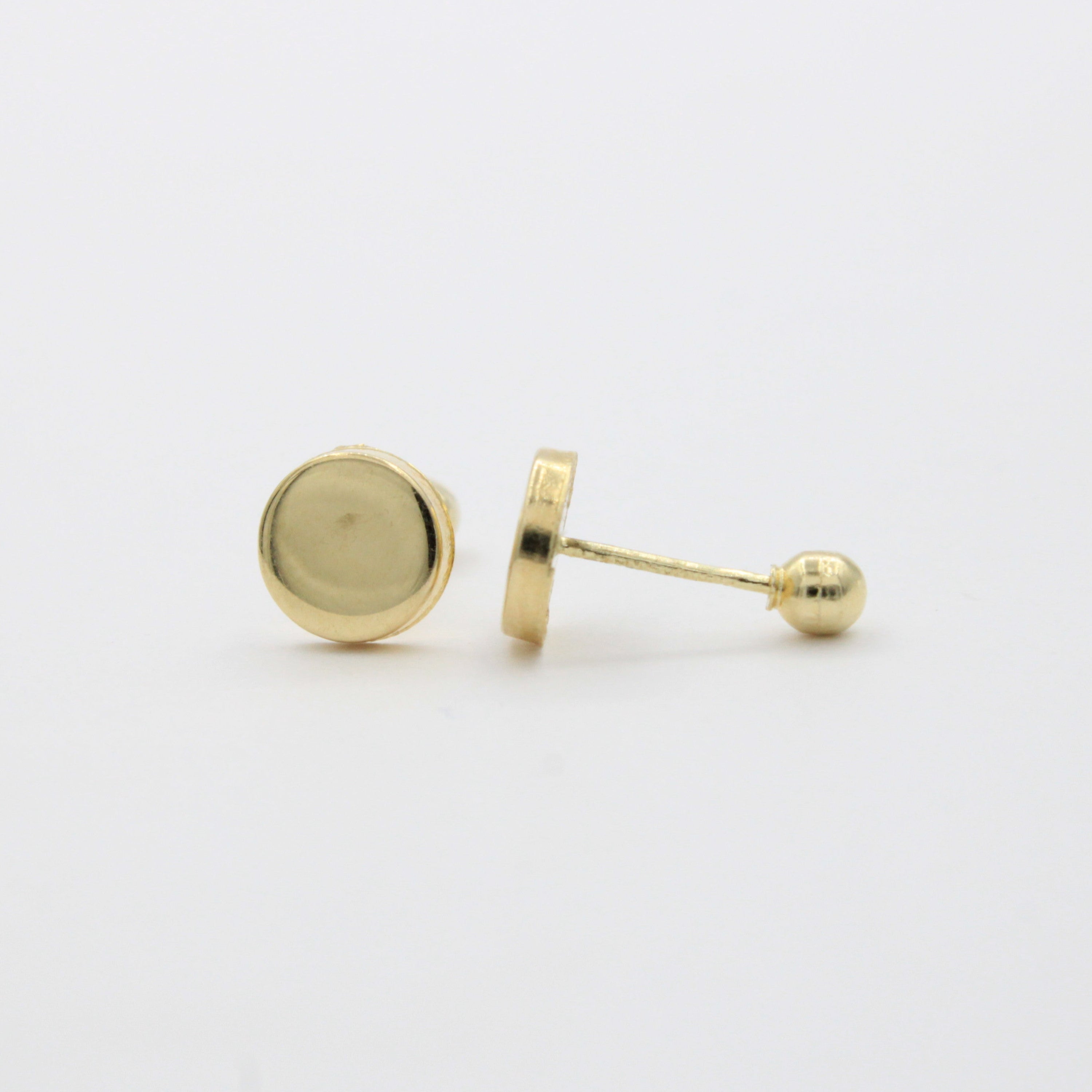 Broquel de Oro 14k Diseño Tachuela Hueca y Brillante mod. 10722