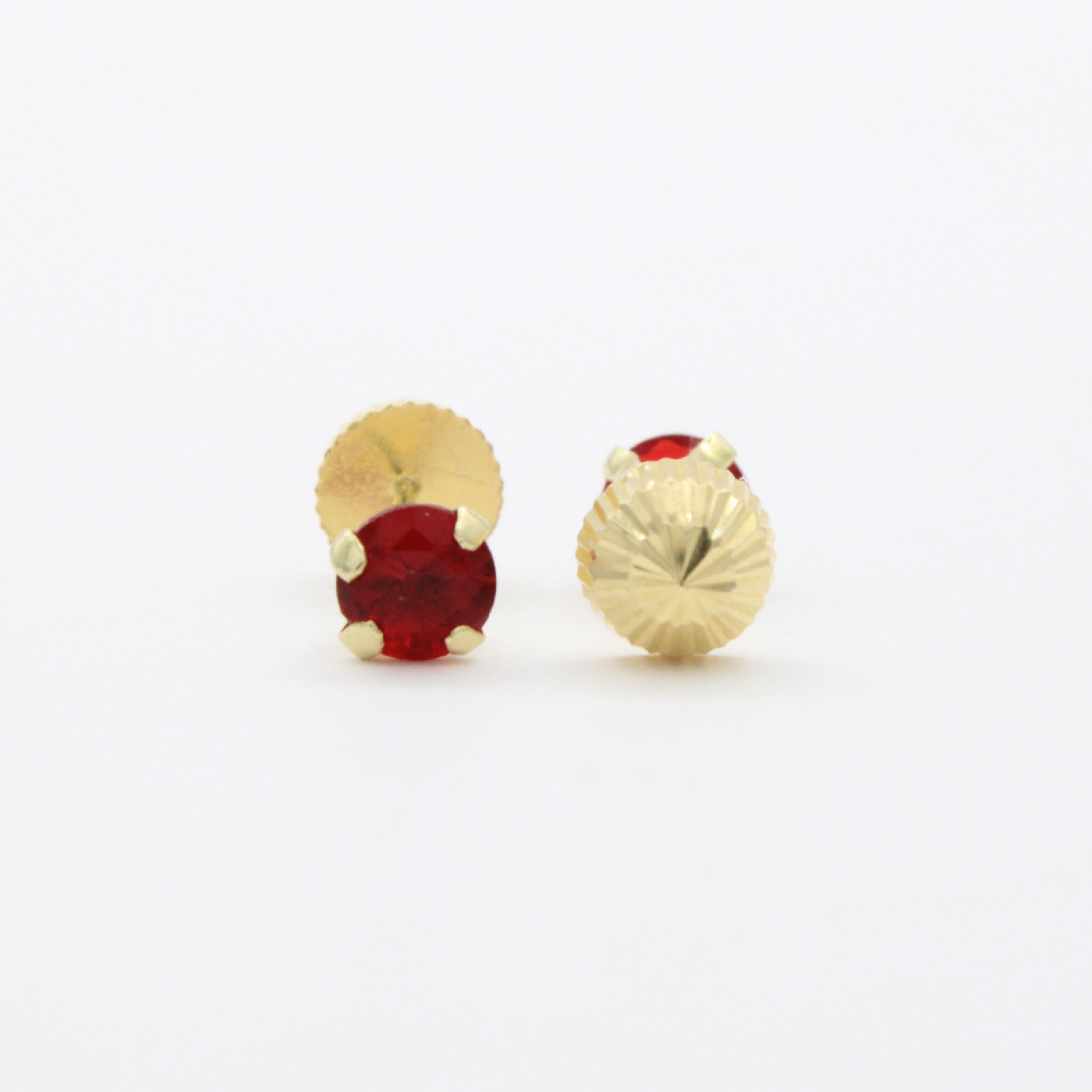 Broquel de Oro 14k Doble Vista con Zirconia Roja mod. 10728
