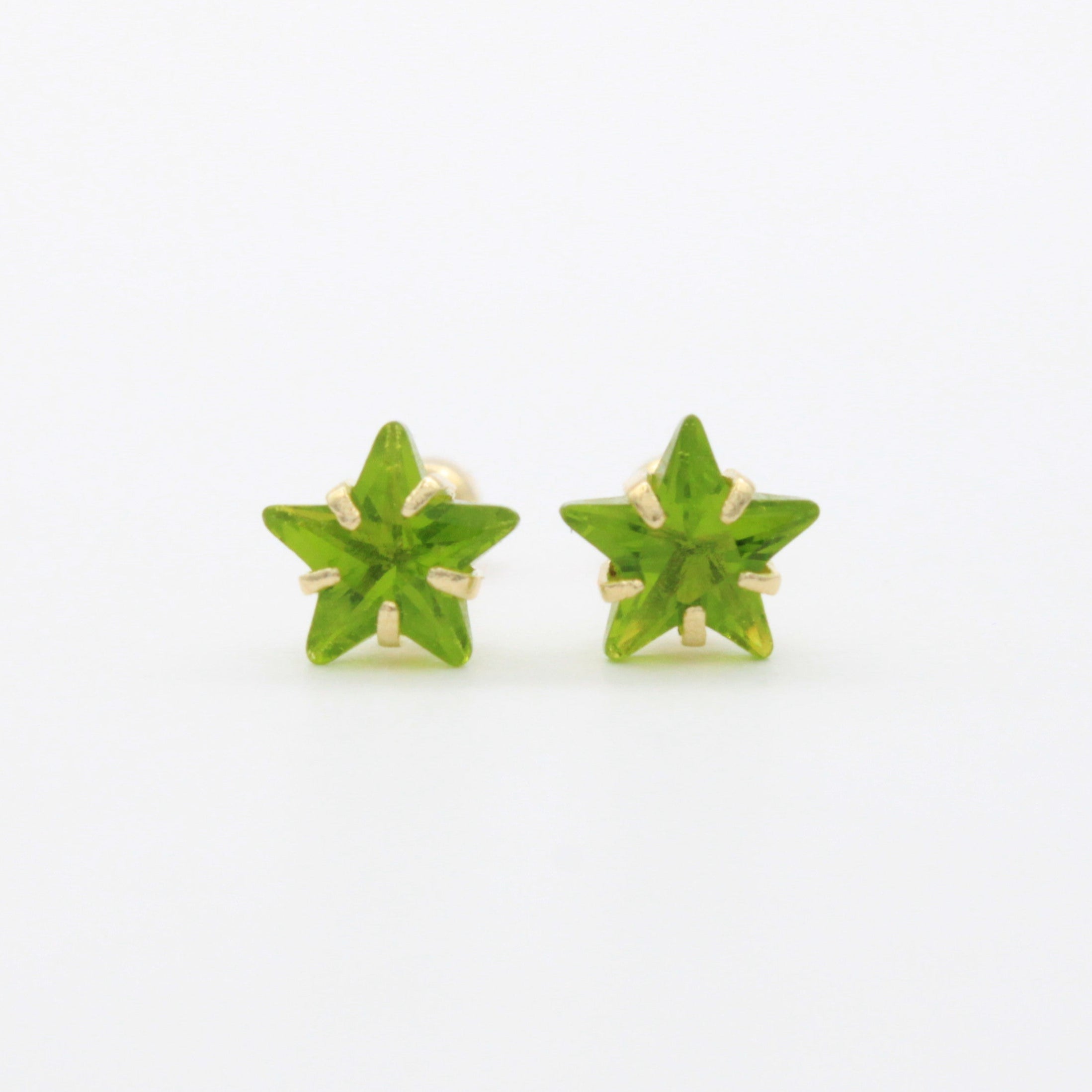 Broquel de Oro 14k con Zirconia Color Verde Olivo mod. 10729