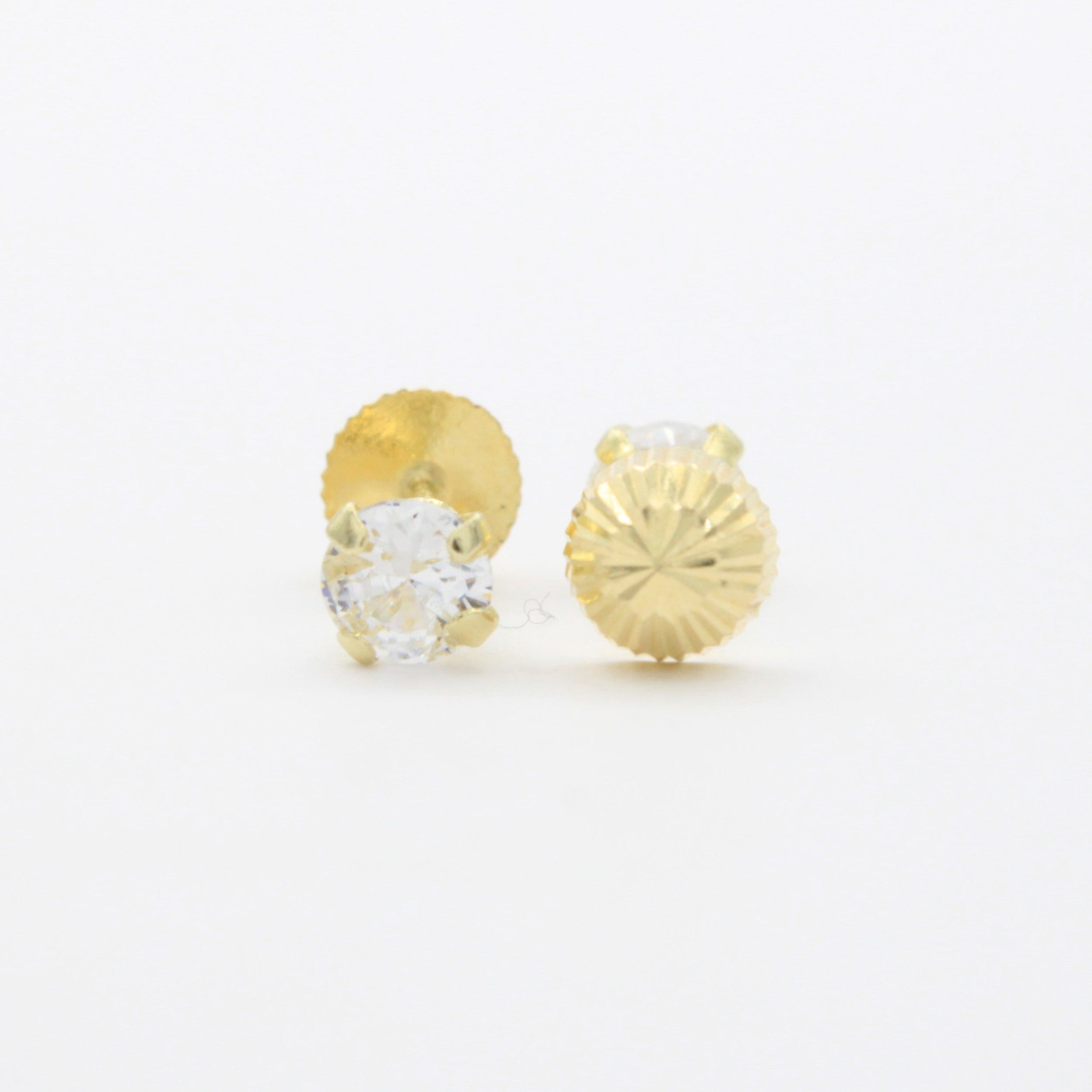 Broquel de Oro 14k Doble Vista con Zirconia Brillante mod. 10730