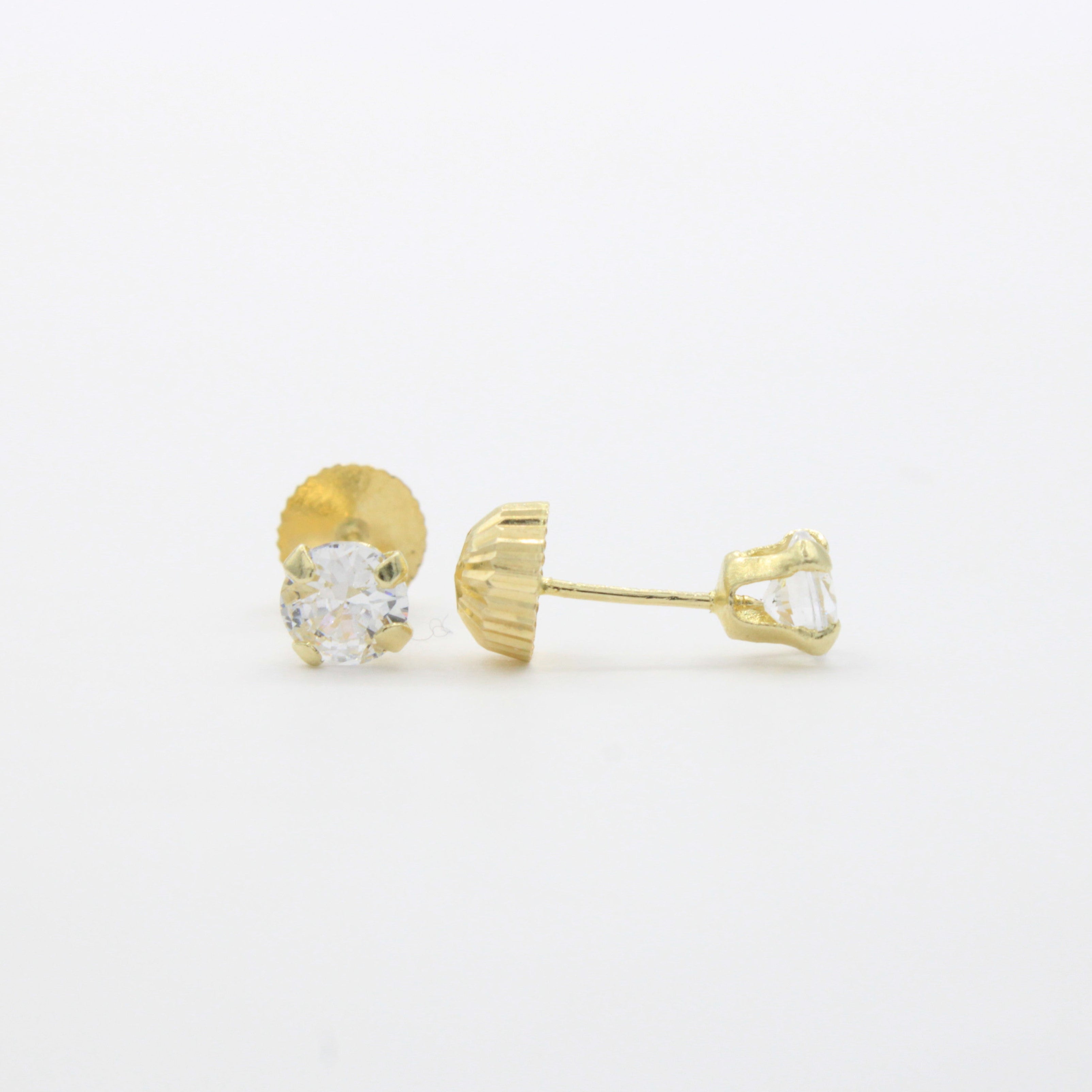Broquel de Oro 14k Doble Vista con Zirconia Brillante mod. 10730