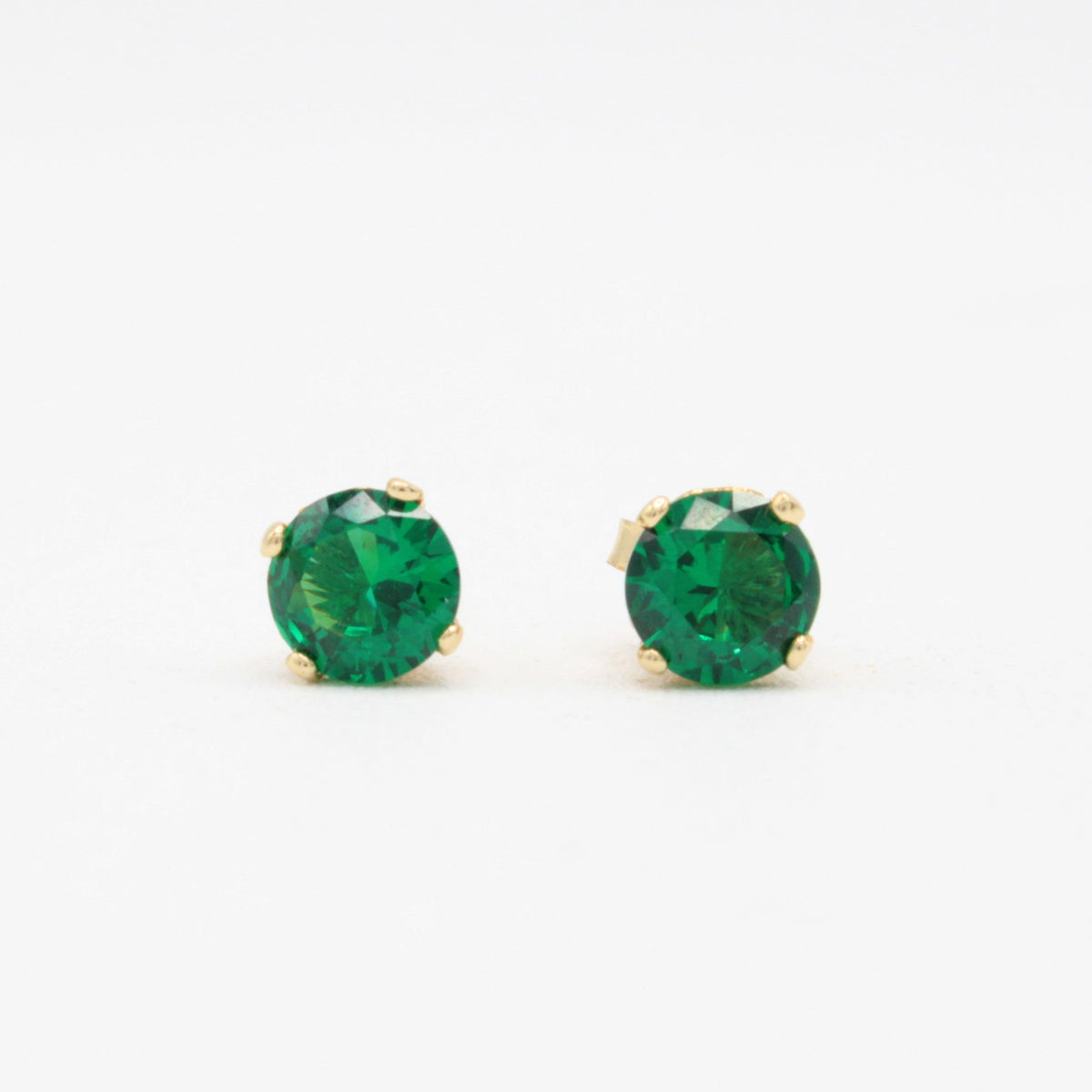 Arete de Oro 14k Zirconia Circular Verde Bandera mod. 11103