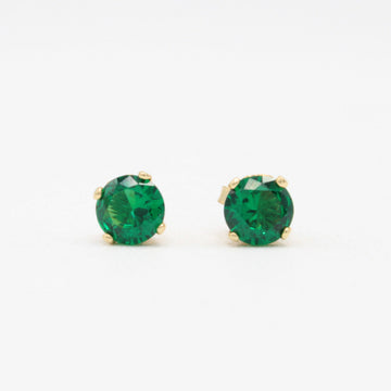 Arete de Oro 14k Zirconia Circular Verde Bandera mod. 11103