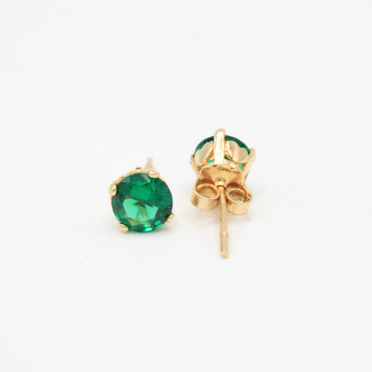 Arete de Oro 14k Zirconia Circular Verde Bandera mod. 11103