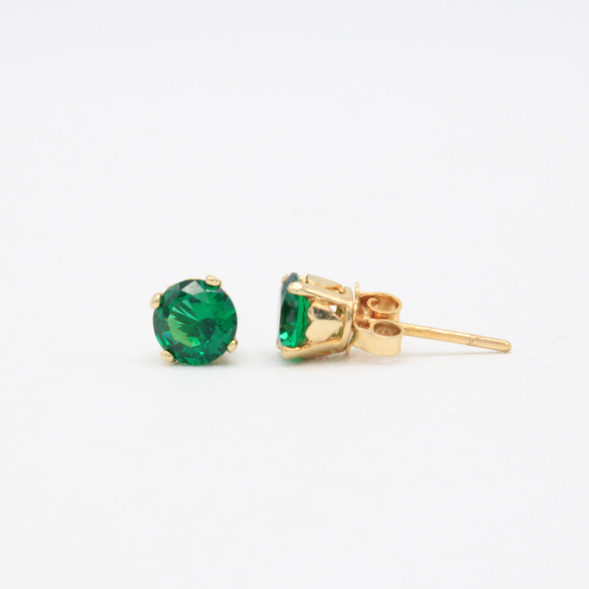 Arete de Oro 14k Zirconia Circular Verde Bandera mod. 11103